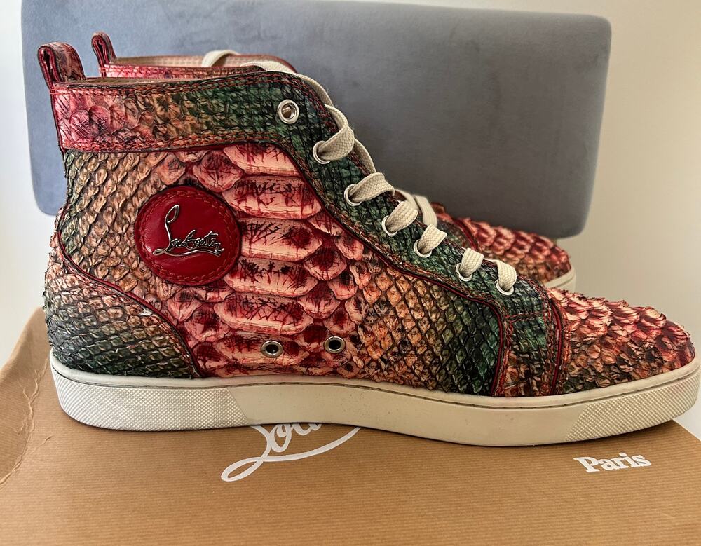 Christian Louboutin Louis Flat Python Jamaica, Mens Size 45.5 US 12.5